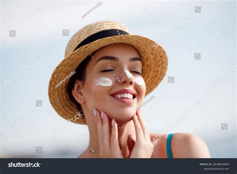 Beautiful Young Woman Sun Cream On Stock Photo 2479623655 | Shutterstock