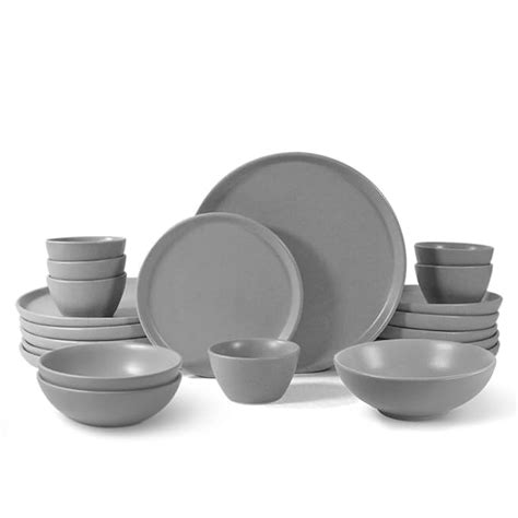Ceramic 21 Piece Dinner Set | Pebble Grey | Bone-Ash Free, Lead Free ...