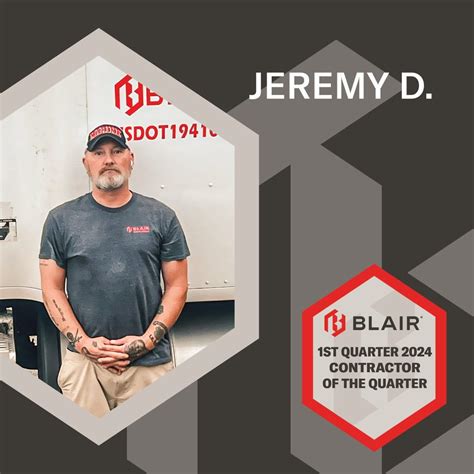 2024 Contractor of the First Quarter Winner – Jeremy D. - Blair ...