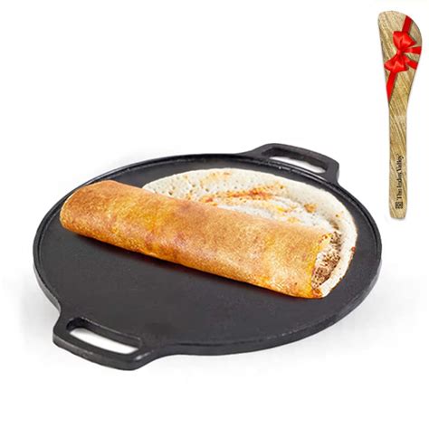 Buy The Indus Valley Pre-seasoned Cast Iron Tawa with Free Wooden ...