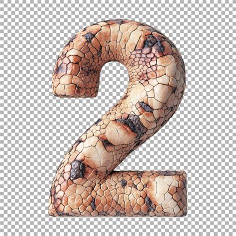 3d rendering of a alphabet number 2 made with animal skin on ...