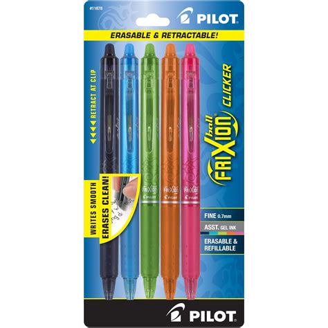 Pilot FriXion Clicker Erasable Gel Pens, Fine Point (0.7 mm), Assorted ...