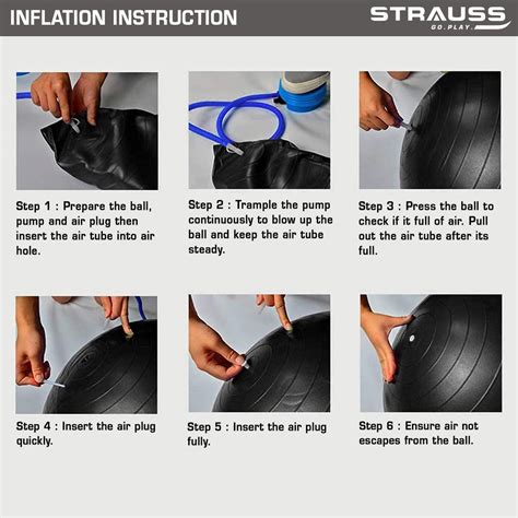 STRAUSS Anti-Burst Rubber Gym Ball with Free Foot Pump | Round Shape S ...