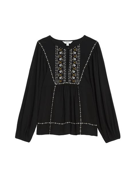 Buy Embroidered Crew Neck Puff Sleeve Blouse at Marks & Spencer