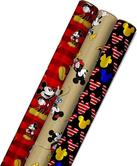 Buy Hallmark Disney Mickey Mouse Wrapping Paper with Cut Lines on ...
