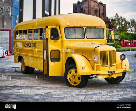 Rome, Italy - June 2018: vintage school bus at cinecitta funfair Stock ...