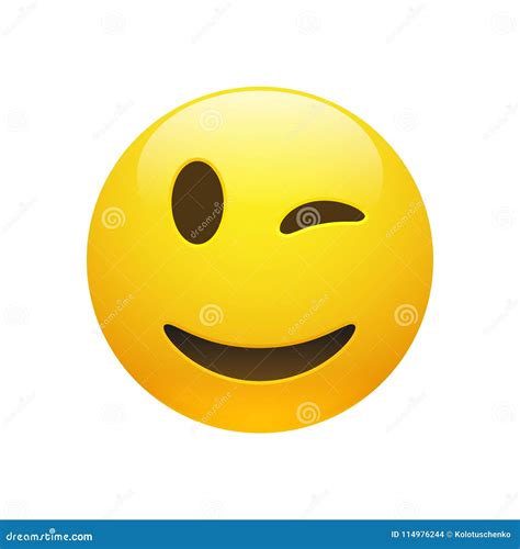 Vector Emoji Yellow Smiley Winking Face Stock Vector - Illustration of ...