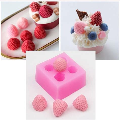 Bakewareind Strawberry Fondant Chocolate Cake Silicone Mould, 4 cavity