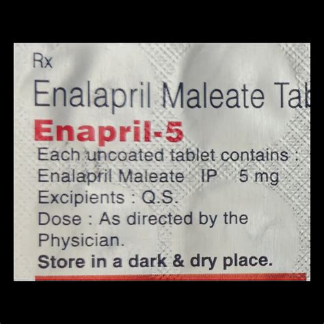 ENAPRIL 5MG TABLET 15'S : View Price, Combination and Alternatives ...