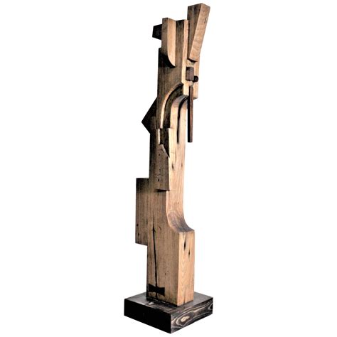 Signed Modern Abstract Constructivist Styled Wooden Sculpture at ...