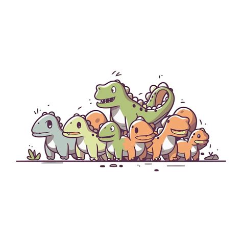 Leuke dinosaurus familie Vector illustratie Leuke cartoon dinosaurussen ...