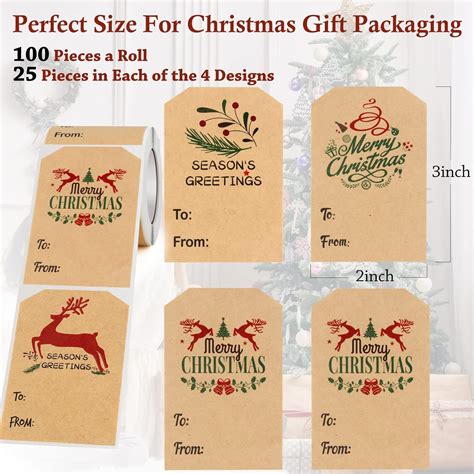 Buy Dongpong Christmas Gift Tags Stickers Self-Adhesive Christmas Tags ...