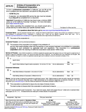 Articles Of Incorporation California Pdf - Fill and Sign Printable ...