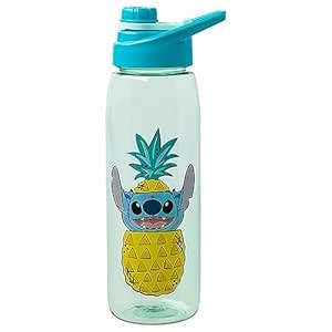 Silver Buffalo Lilo and Stitch Pineapple Pop Up Water Bottle with Screw ...