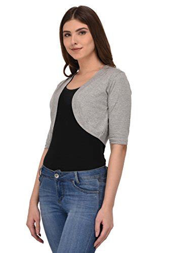 Buy ESPRESSO Women's 3/4th Sleeve Open Summer Shrug - Grey Melange - XL ...