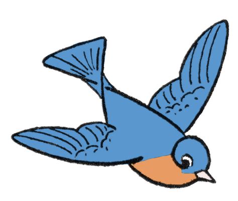 Flying Blue Bird Drawing