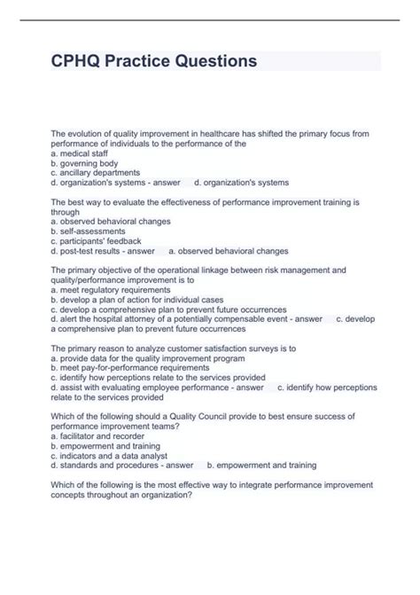 CPHQ Practice Questions 的图像结果