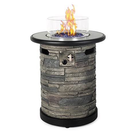 "BAIDE HOME Patio Propane Fire Pit Table, 22"" Round Porcelain Top ...