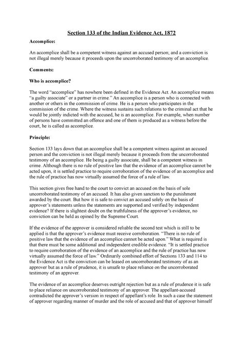 Evidence by Accomplice - Section 133 of the Indian Evidence Act, 1872 ...