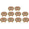 Handicrafts Paradise Marble Octagonal Puja Chowki Painted with Peacock ...