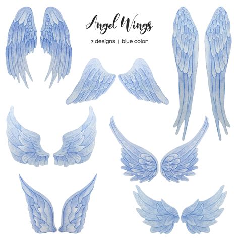 Watercolor White and Blue Angel Wings Clipart 7 PNG | Inspire Uplift