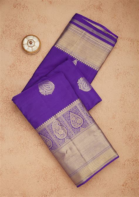 Buy Royal Blue Zariwork Pure Silk Saree - Koskii