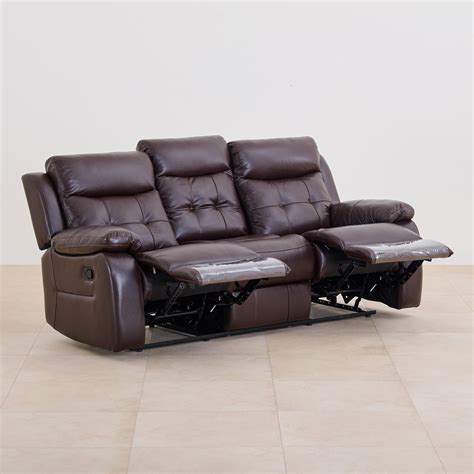 Buy Blake Half Leather 3-Seater Recliner - Brown from Home Centre at ...