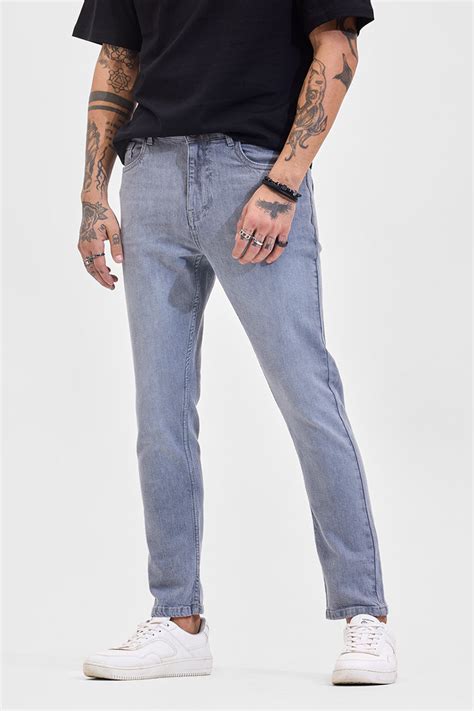 Buy Men's Light Grey Mid Rise Slim Fit Jeans Online | Snitch – SNITCH
