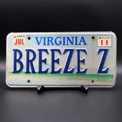 2011 Virginia BREEZE Z Personalized License Plate Expired Car Tag ...