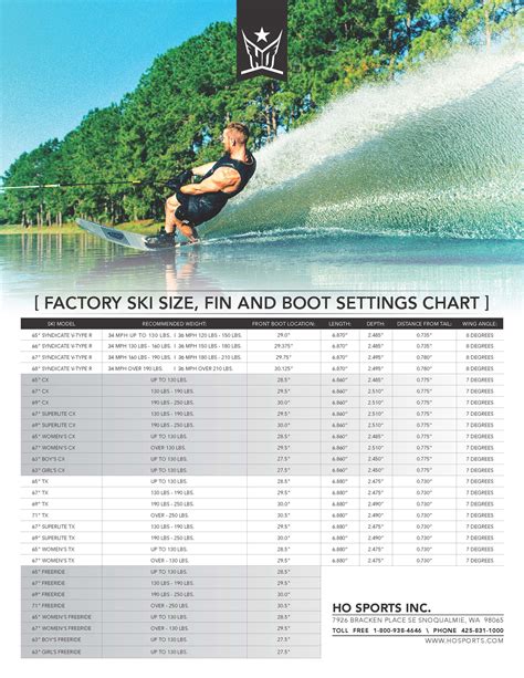 Women's Water Ski Size Chart at Liam Edgar blog