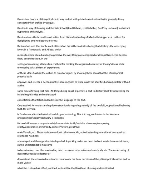Deconstruction notes - Deconstruction is a philosophical-basic way to ...