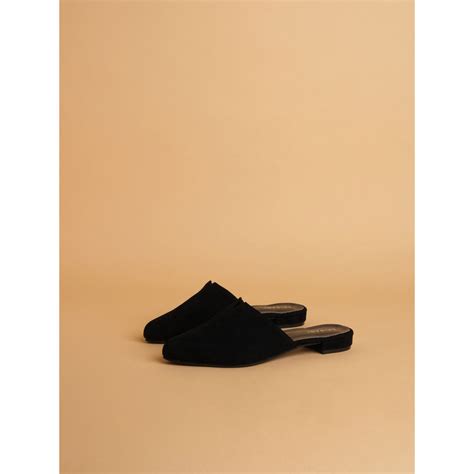 Buy Eridani Bali Black Suede Slip-on Mules Online