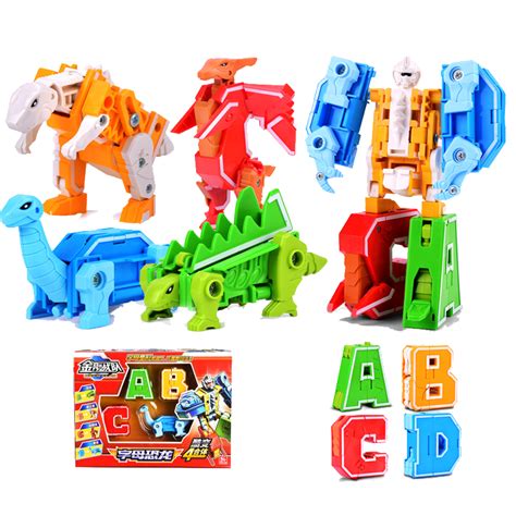 金刚战队26个字母变形合体机器人恐龙儿童ABC益智玩具数字套装_虎窝淘