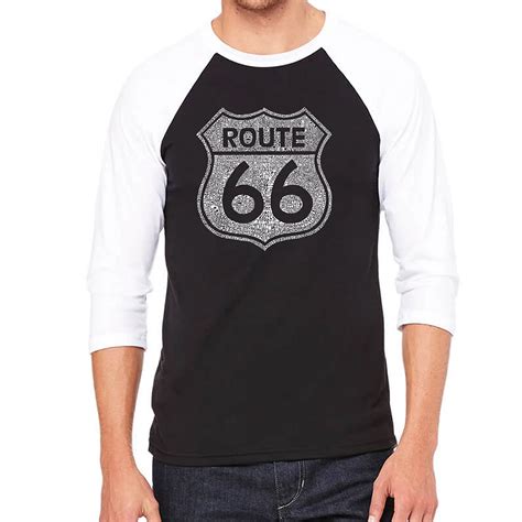 CITIES ALONG THE LEGENDARY ROUTE 66 - Men's Raglan Baseball Word Art T ...