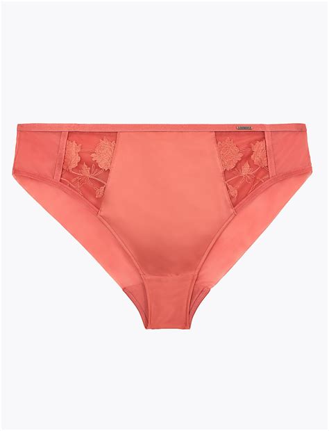 Buy Peony Embroidered High Leg Knickers at Marks & Spencer