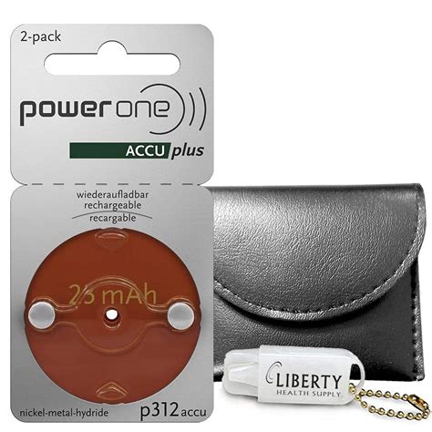 PowerOne ACCU Plus Size 312 Rechargeable Hearing Aid Batteries - 2 Pack ...
