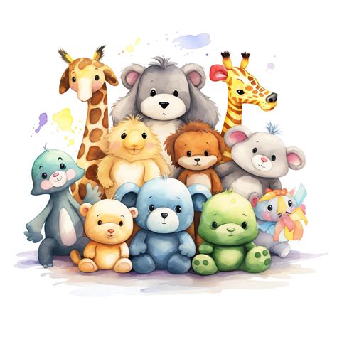 Premium Photo | Beautiful Stuffed Animals watercolor Carnival clipart ...