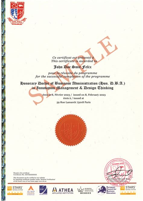 Honorary Doctorate Certificate