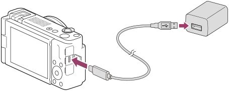 ZV-1M2 | Help Guide | Charging the battery with a commercially ...