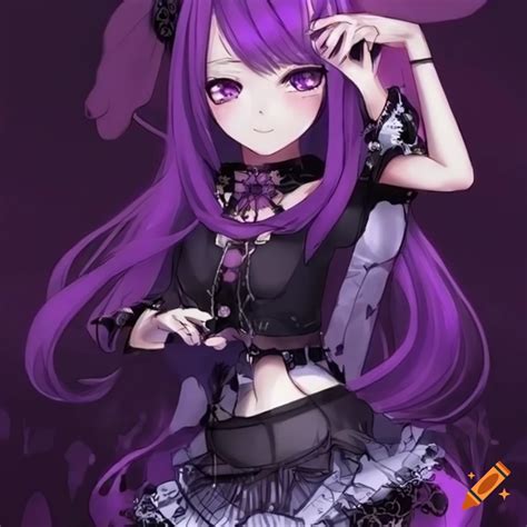 Gothic anime girl with purple hair