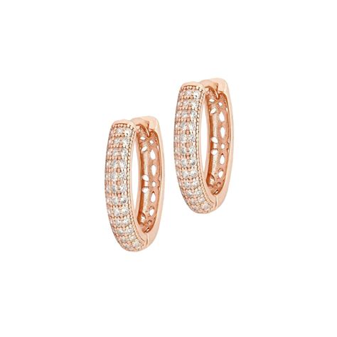 Intricate Floral Rose Gold Huggie 925 Silver Earrings - Valentine's ...