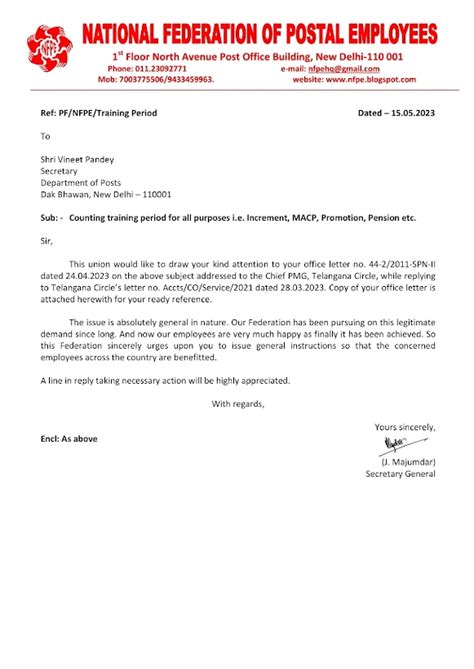 Counting training period for all purposes - NFPE request to issue ...