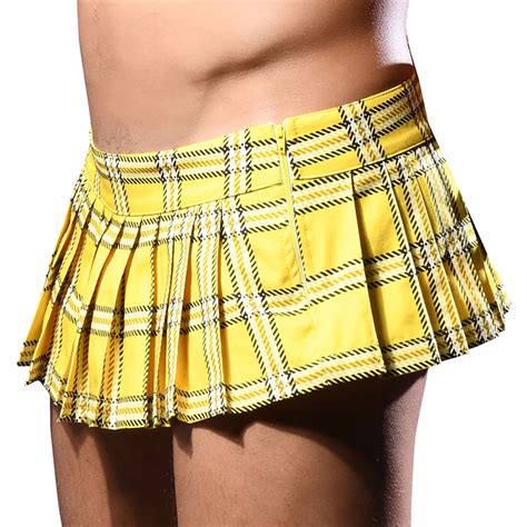 Andrew Christian Unleashed Plaid Mini Skirt - Yellow | INDERWEAR