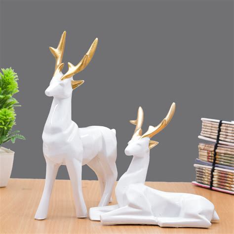 Buy Deer Repose Showpiece (White) - Set Of Two Online in India | Vaaree