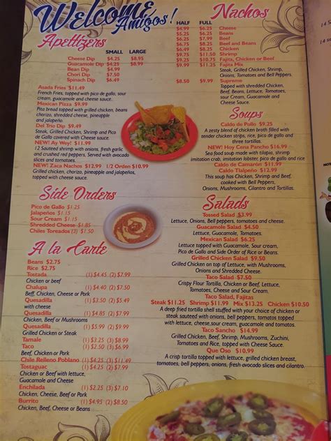 Menu at El Canelo Mexican Restaurant, North Kansas City
