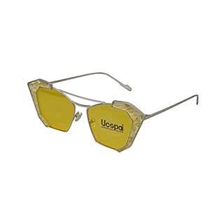 Ucspai Cateye Double Bridge Sunglasses in Yellow Lens : Amazon.in ...
