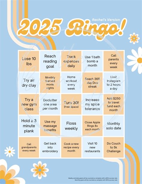 2025 Bingo Card | New Year's Resolutions | Canva Template - Etsy