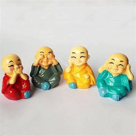 Buy Cute monks plastic miniature garden toys (Small, Gloss Finish) - 4 ...