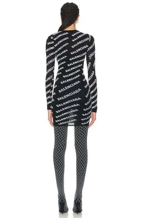 Balenciaga All Over Logo Dress in Black & White | FWRD
