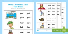 '-ure' Spelling Activity Sheet